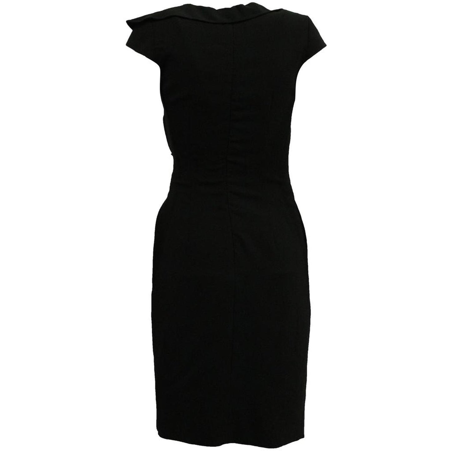 Ruffle Wrap Dress in Black Wool