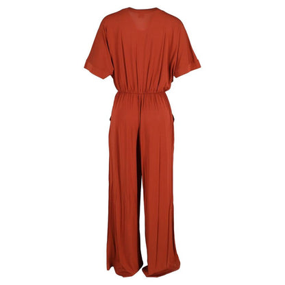 Max Mara Eolo V-Neck Belted Jumpsuit in Orange Viscose