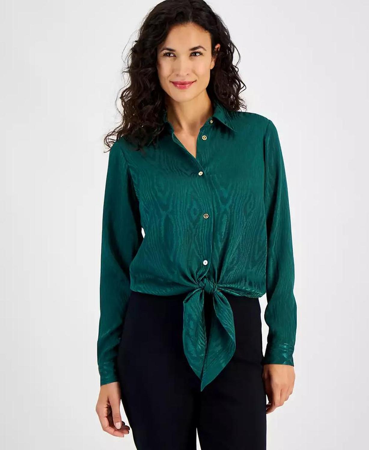 Women's Long-Sleeve Tie-Hem Shirt