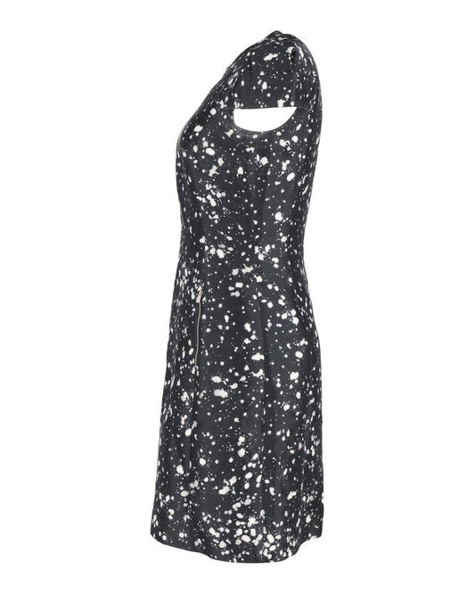 Michael Kors Short Sleeve Printed Dress in Black Cotton