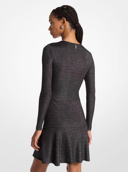 Metallic Knit Long Sleeve Dress