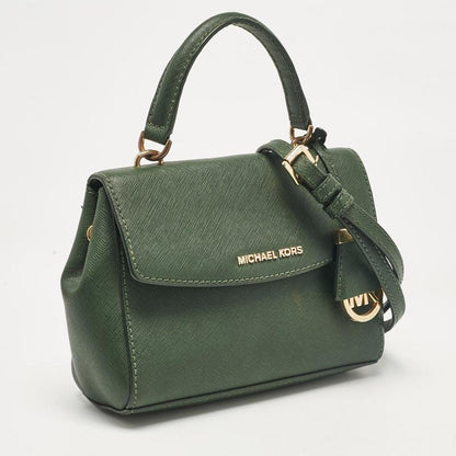 Dark Green Leather Extra Small Ava Top Handle Bag