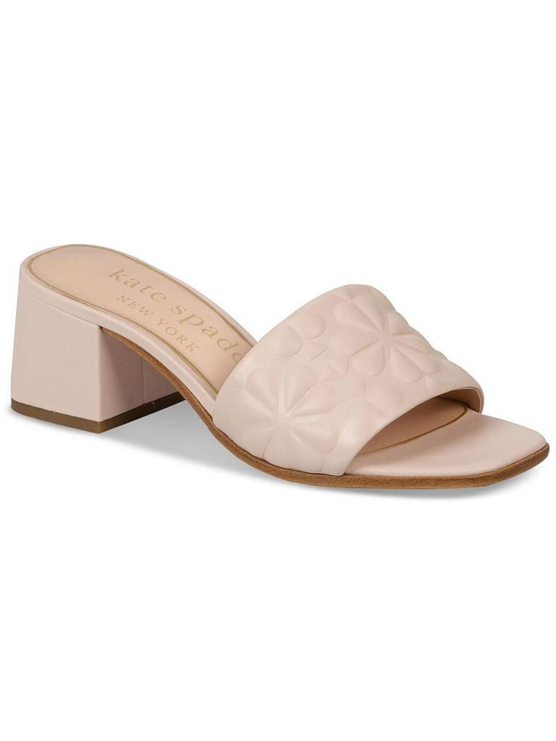 Emmie Mid Womens Leather Embossed Slide Sandals