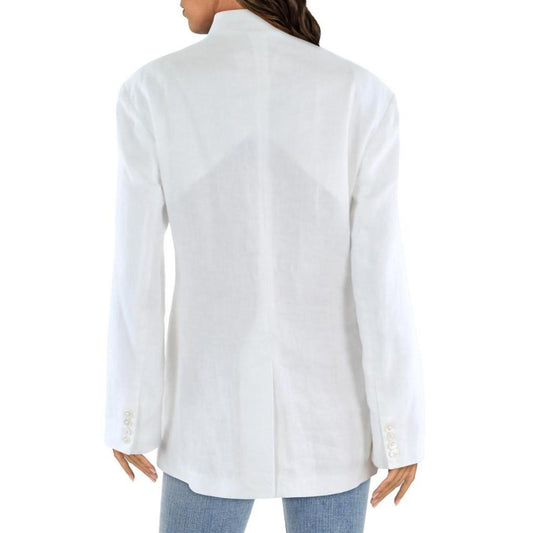 Womens Linen Office Double-Breasted Blazer