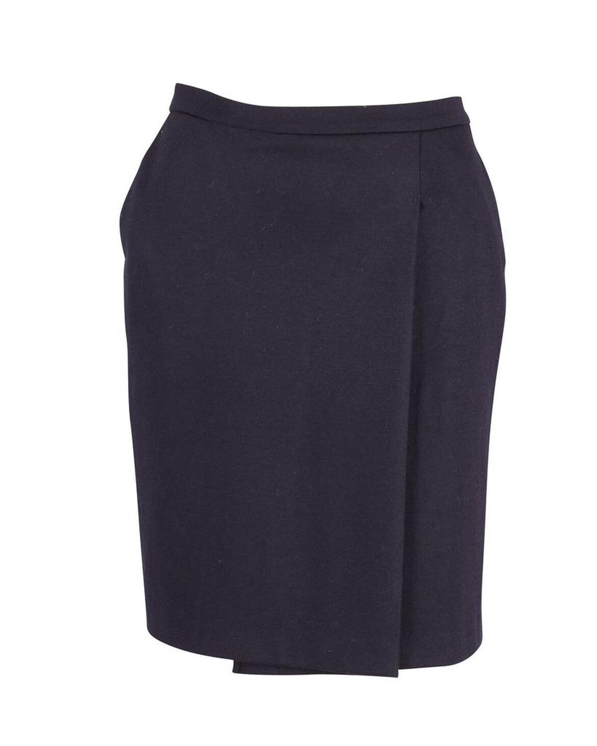 Max Mara Wrap Over Pencil Skirt in Navy Blue Wool