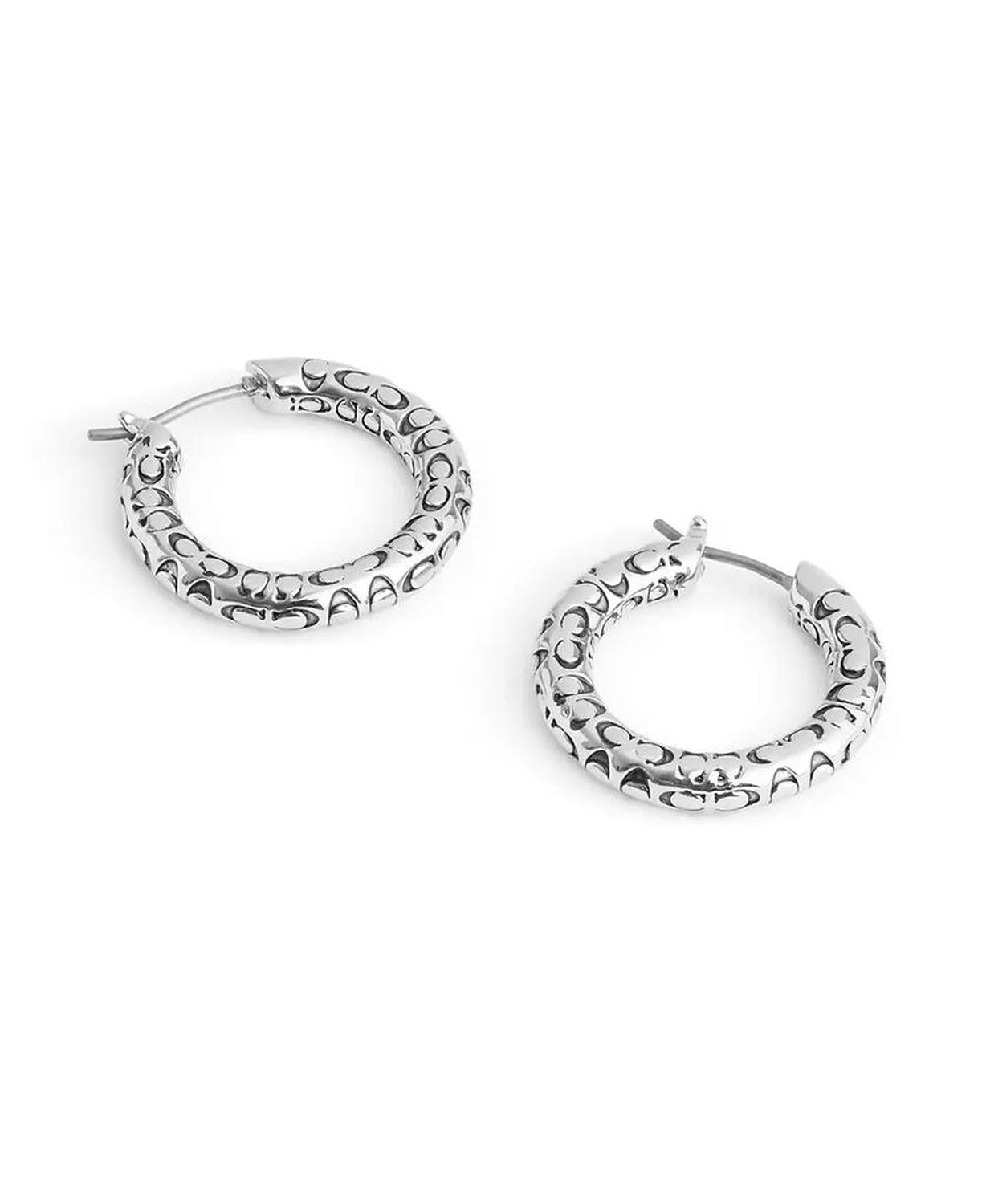 Faux Stone Signature Quilted Hoop Earrings