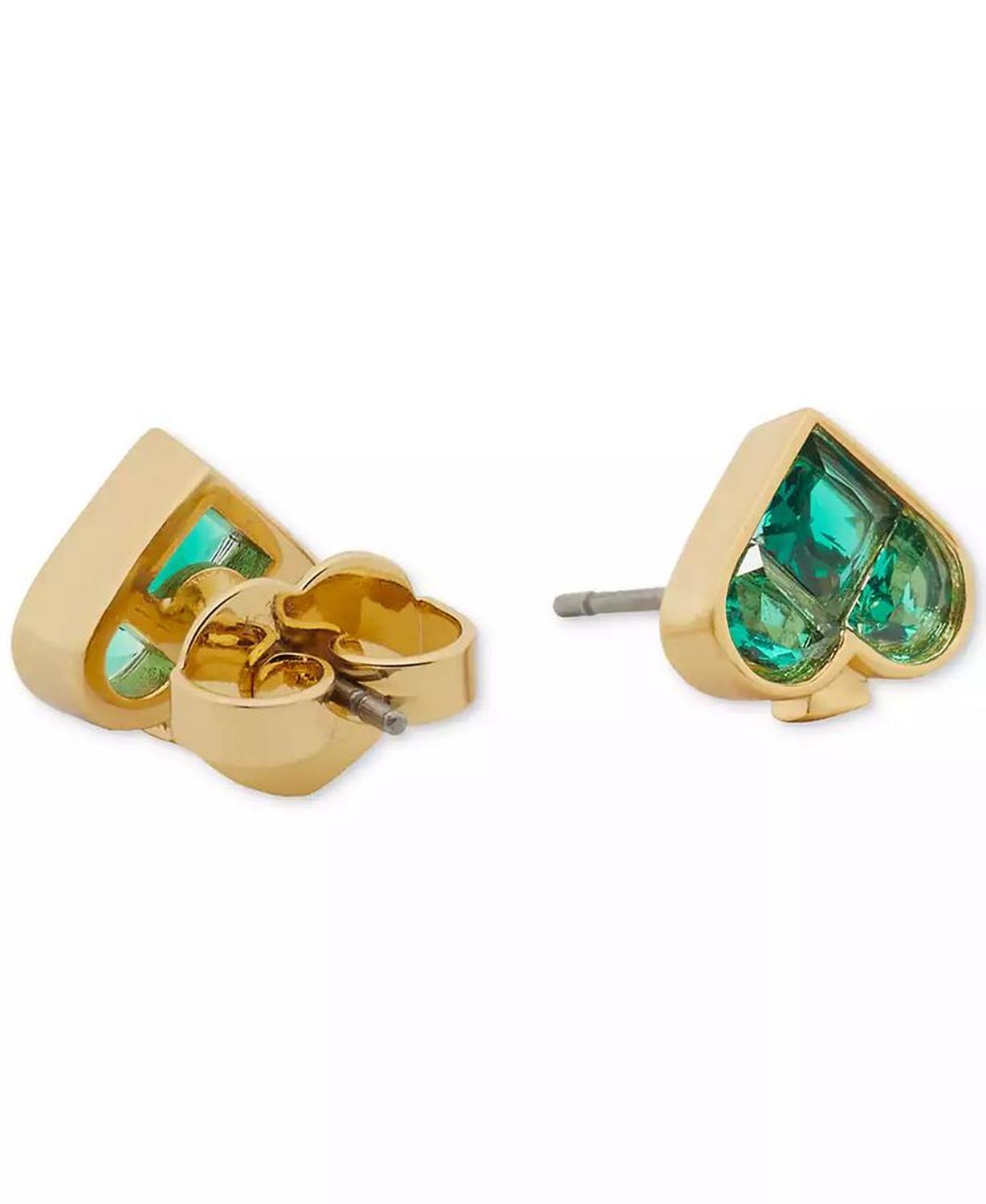 Colored Cubic Zirconia Spade Stud Earrings