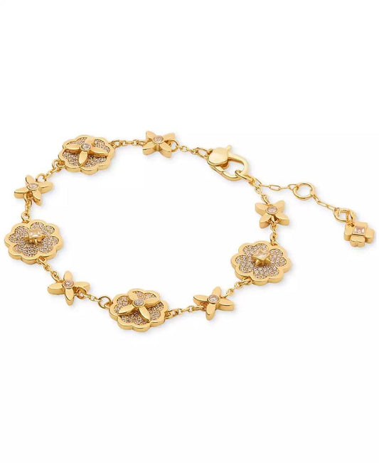 Gold-Tone Cubic Zirconia Flower Flex Bracelet