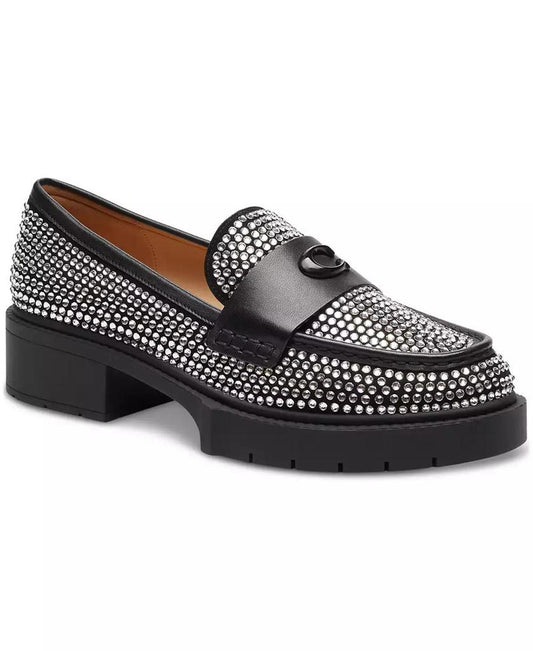 Women's Leah Crystal Platform Lug Loafer Flats