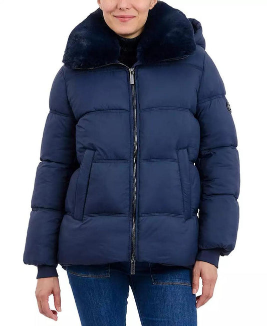 Women's Faux-Fur-Collar Hooded Puffer Coat, Created for Macy's