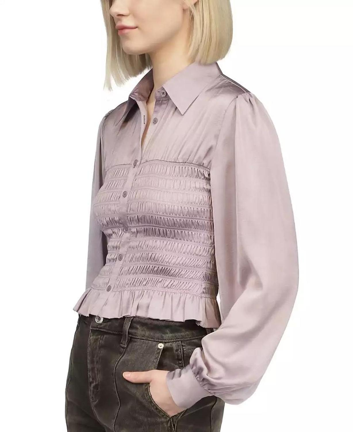 Women's Smocked Button-Down Top