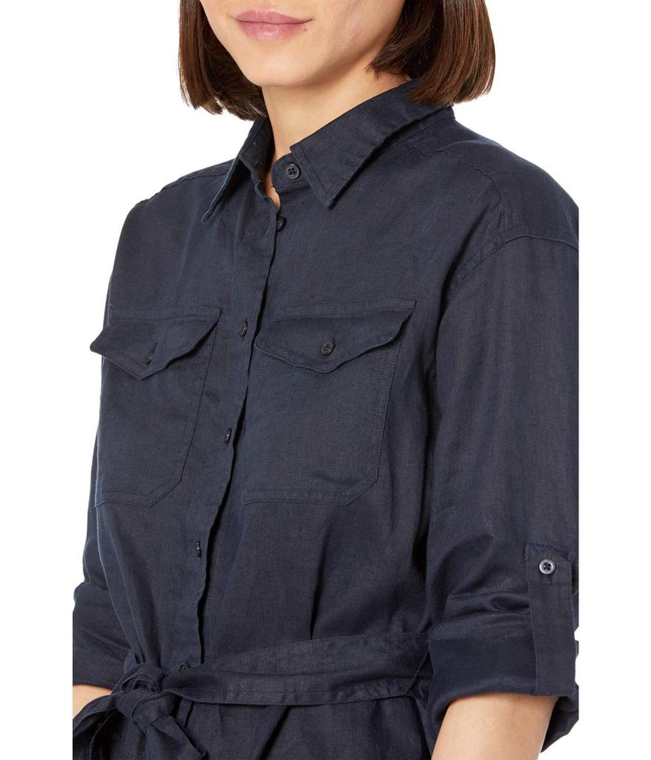 Petite Belted Linen Shirt