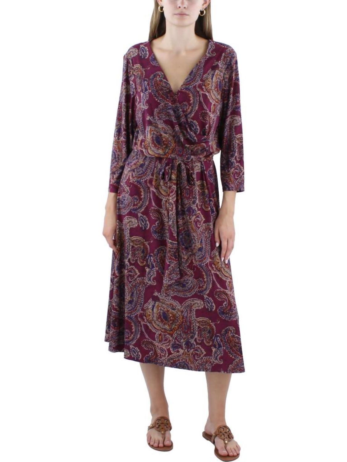 Womens Paisley Jersey Midi Dress