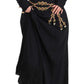 Dolce & Gabbana Elegant Maxi Black Dress with Gold Detailing