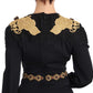 Dolce & Gabbana Elegant Maxi Black Dress with Gold Detailing