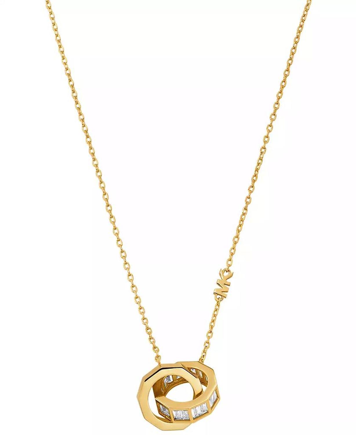 Brass Baguette Interlocking Pendant Necklace