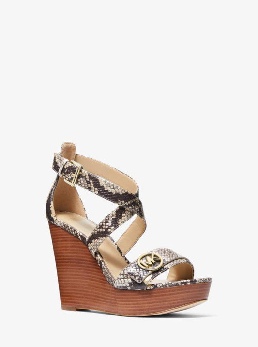 Carmen Snake Embossed Wedge Sandal