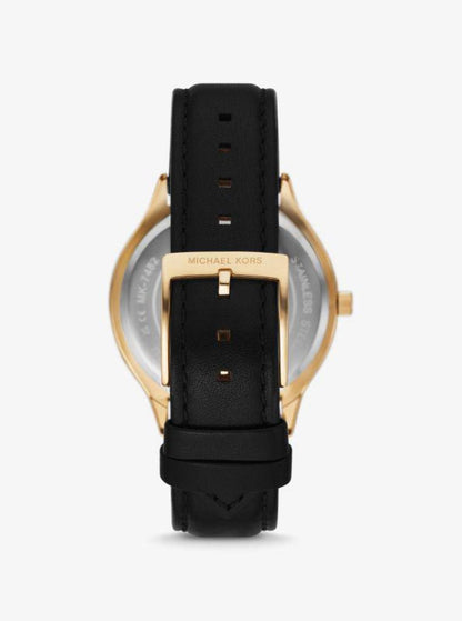 Slim Runway Gold-Tone and Leather Watch