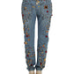 Dolce & Gabbana Enchanted Sicily Crystal Heart Boyfriend Jeans