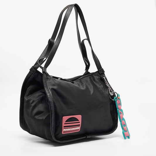 Black Nylon And Leather Sport Tote