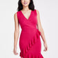 Women's Ruffle-Trim Surplice-Neck Knit Dress