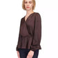 MICHAEL Women's Satin Faux Wrap Top