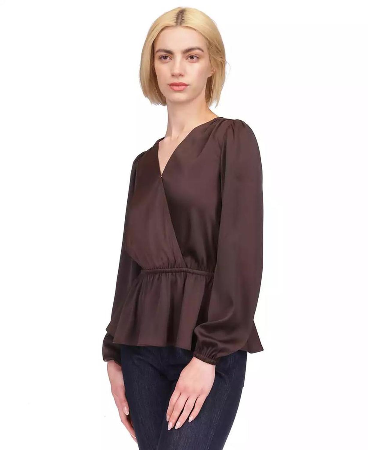 MICHAEL Women's Satin Faux Wrap Top