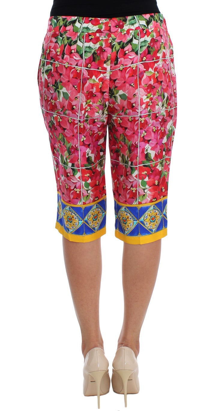 Dolce & Gabbana Multicolor Floral Silk Capri Pants