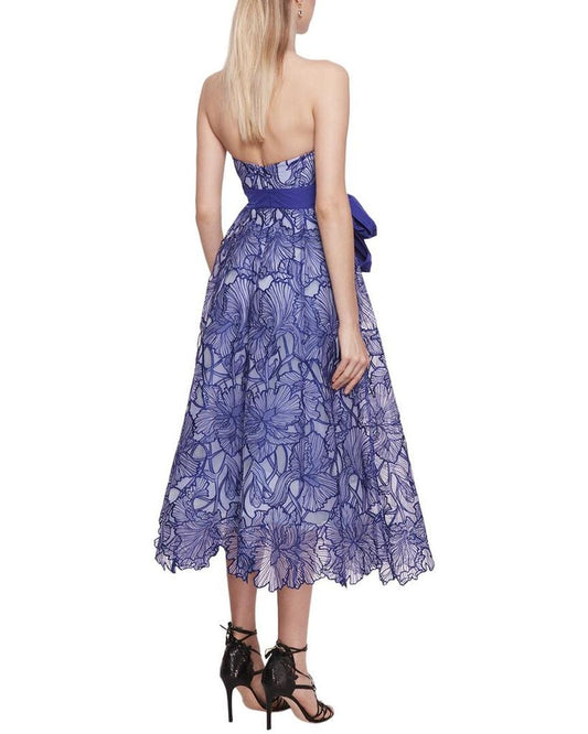 Marchesa Notte Iris Cutwork Midi Dress