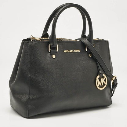 Black Leather Medium Sutton Tote