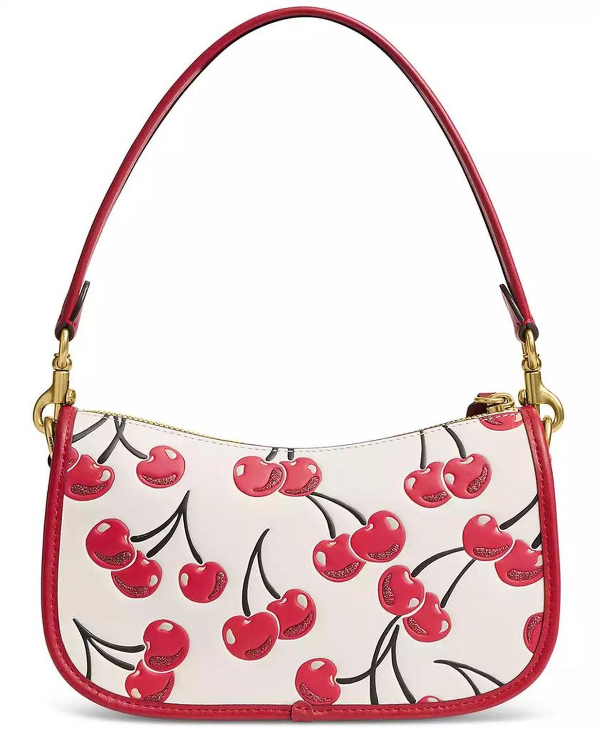 Swinger Cherry Print Leather Shoulder Bag