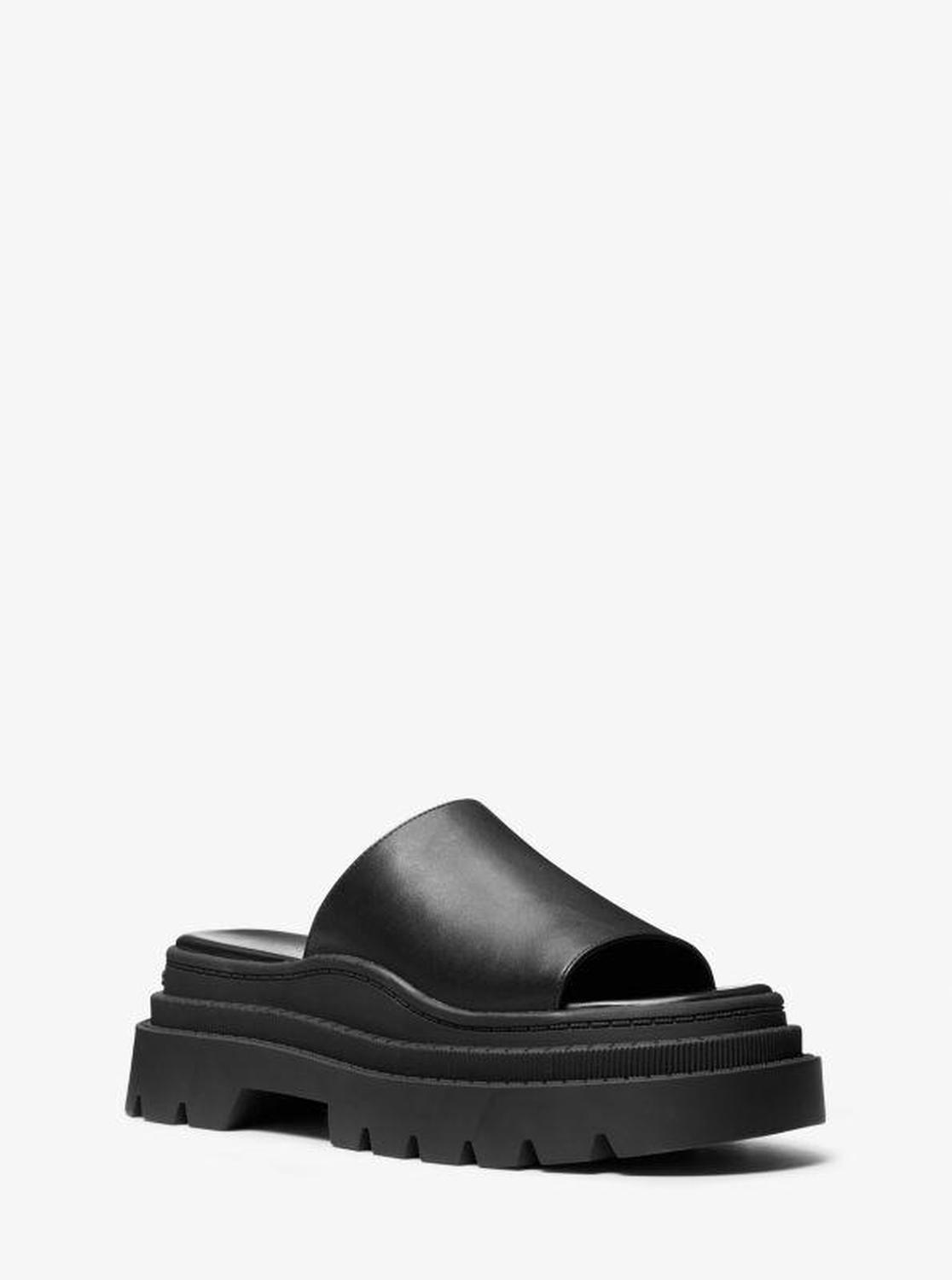 Kendra Leather Platform Slide Sandal