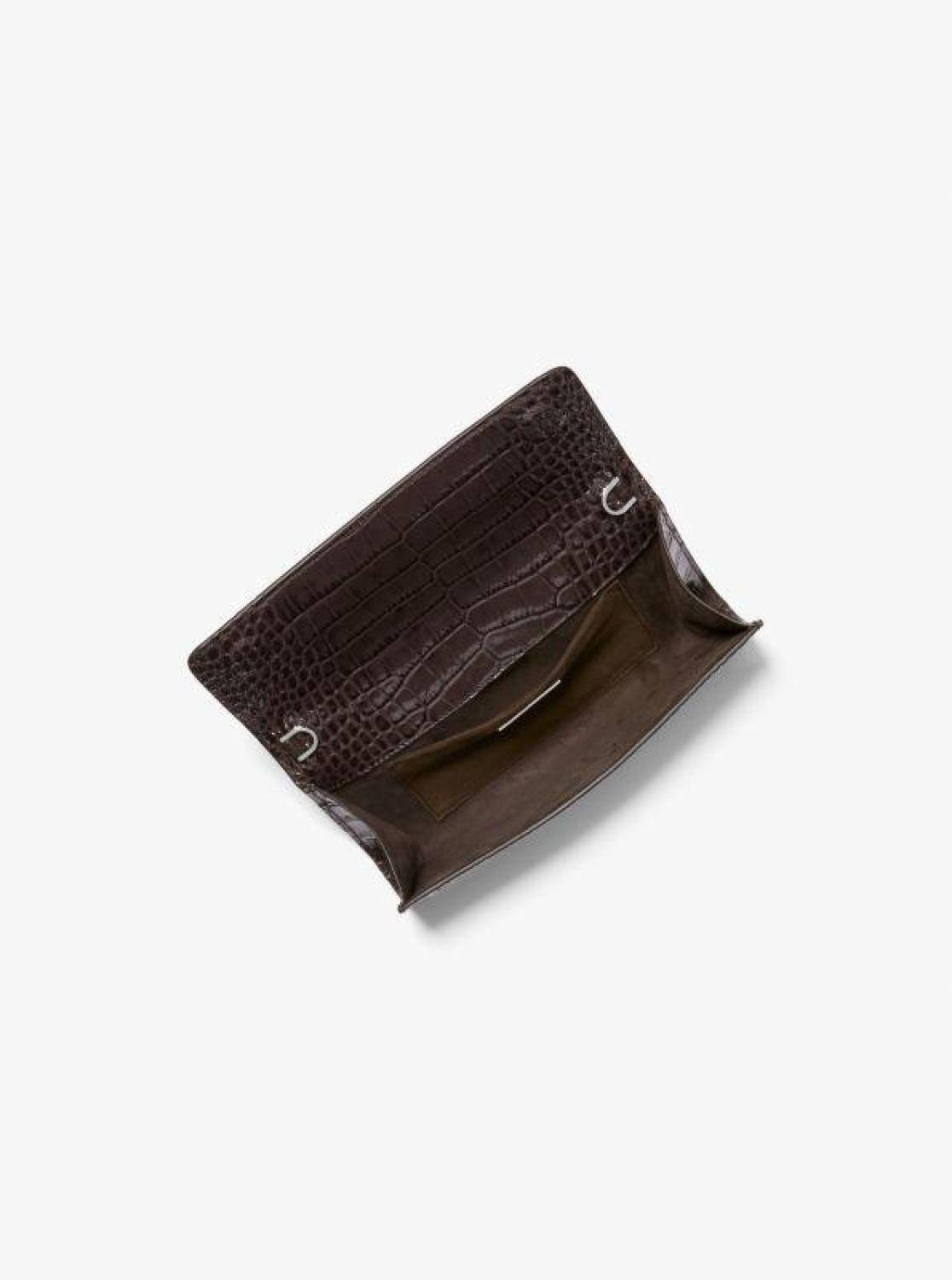 Cate Crocodile Embossed Patent Leather Clutch