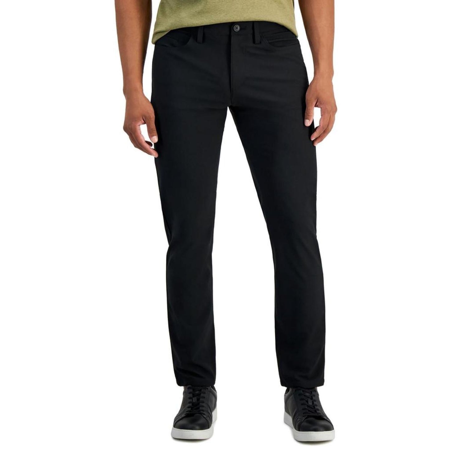 Mens Mid-Rise Solid Straight Leg Pants