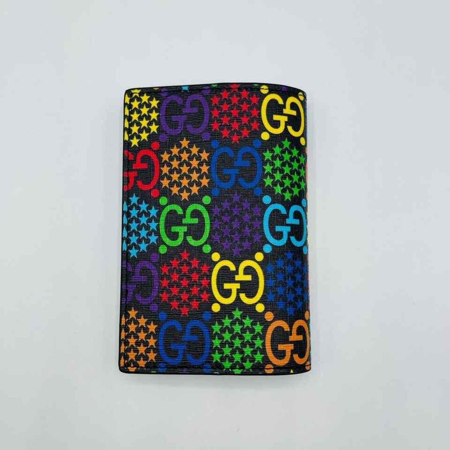 Gucci Unisex Rainbow Supreme GG Leather Psychedelic Passport Holder