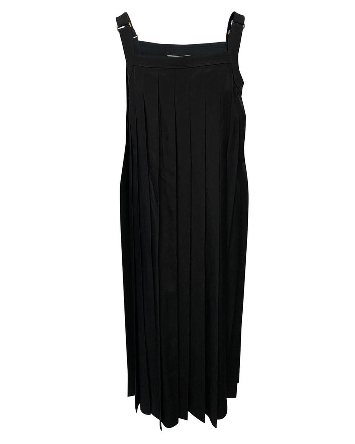 Max Mara Zadar Pleated Long Dress in Black Polyester