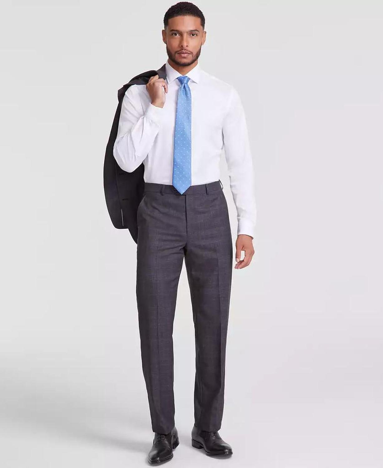 Men Classic-Fit Wool-Blend Suit Separate Pants