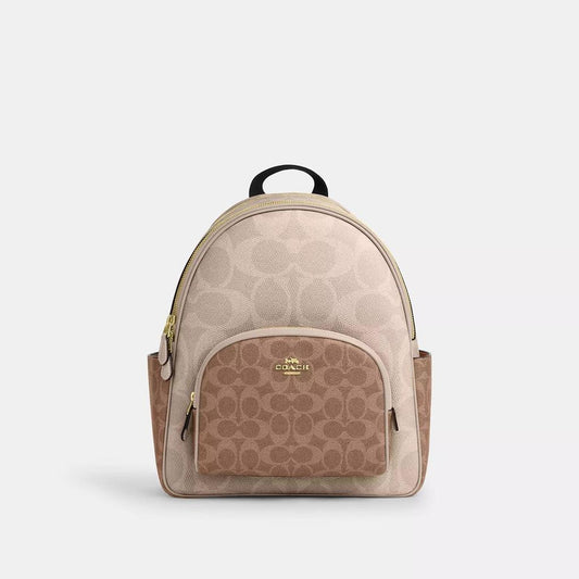 Court Backpack In Blocked Signature Canvas