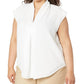 Plus Size Pinstripe Crepe Pleated Top