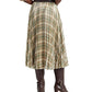 Plaid Pleated Metallic Georgette Skirt