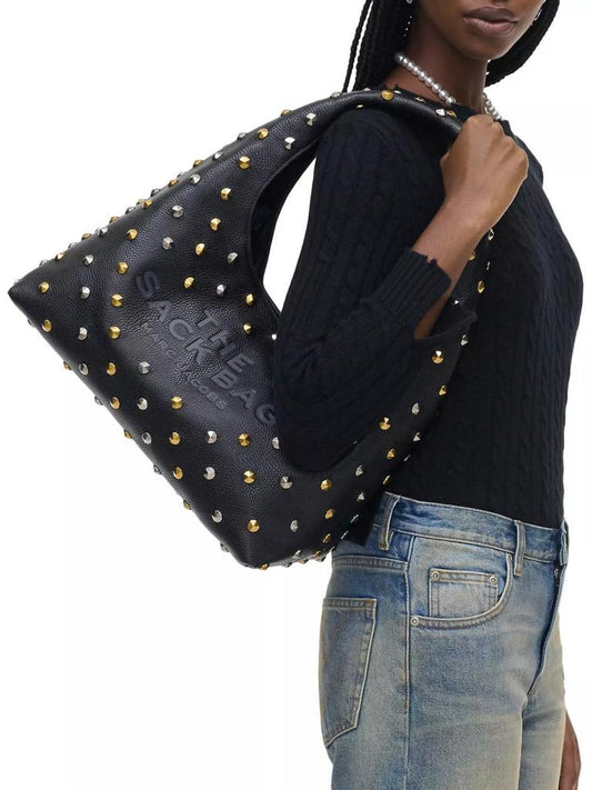 The Glam Studs Leather Sack Bag