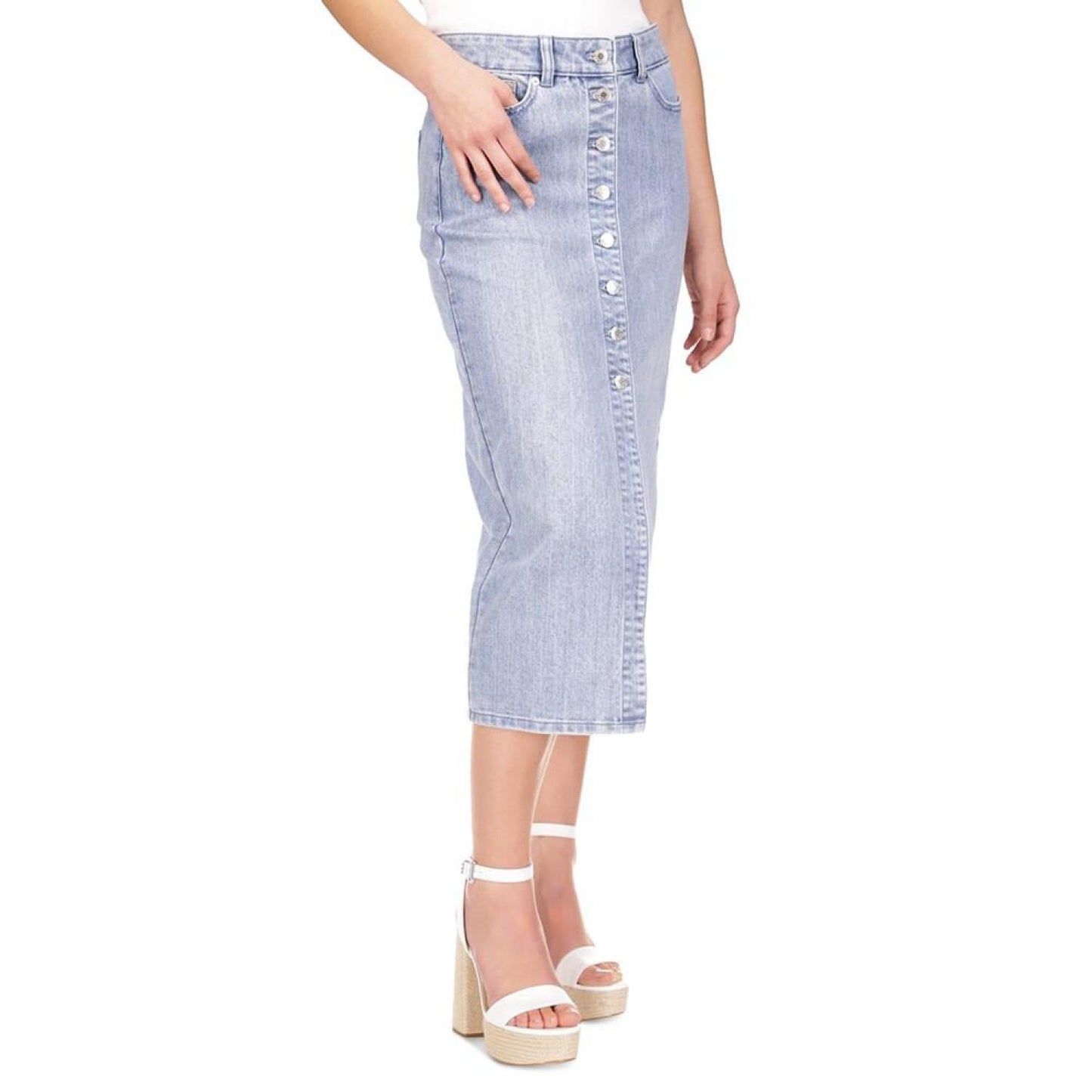 Michael Kors Women's Button-Front Denim Midi Skirt