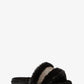 Alexis Faux Fur and Metallic Signature Logo Slide Sandal