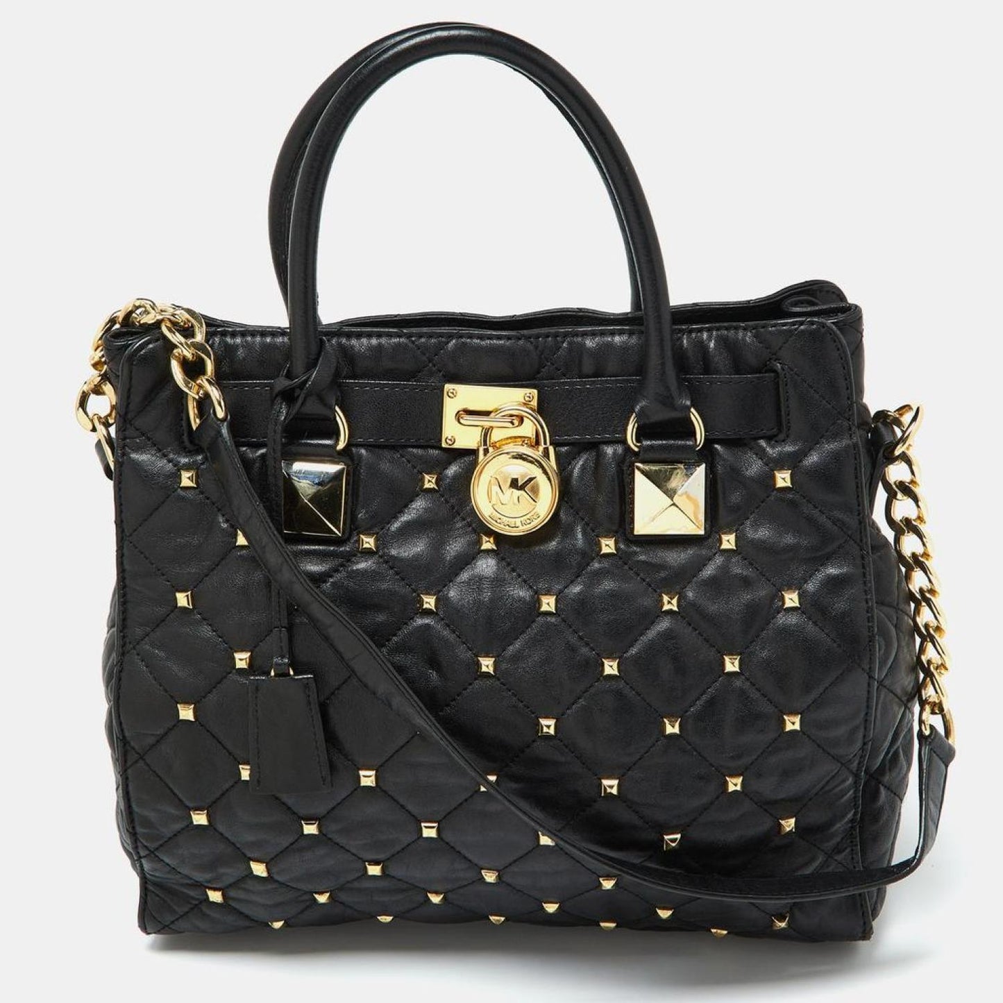 Michael Kors Black Leather Large Studded Hamilton North South Tote