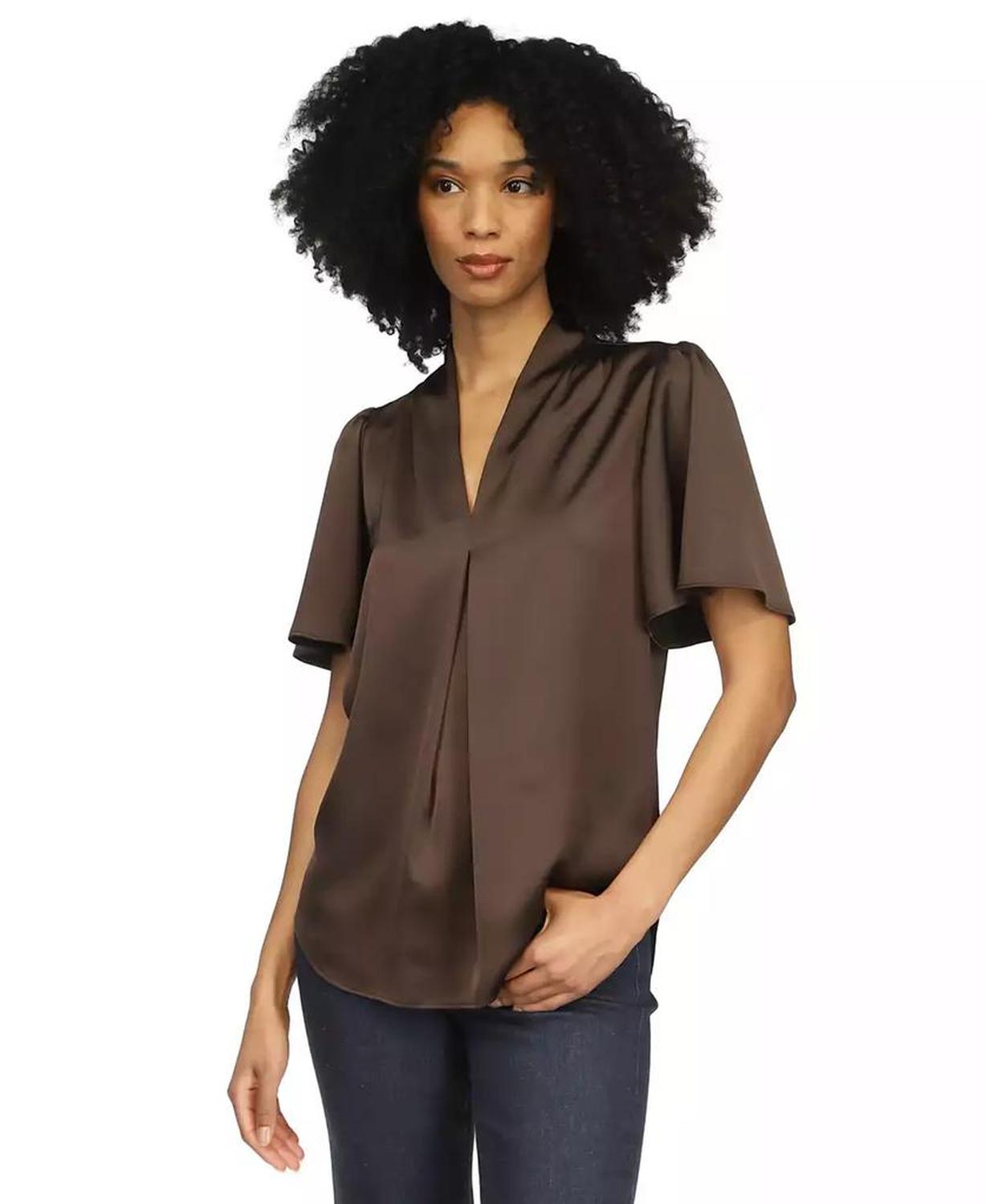 MICHAEL Women's Satin V-Neck Top