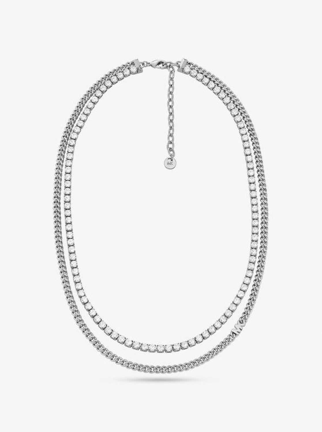 Precious Metal-Plated Brass Double Chain Tennis Necklace