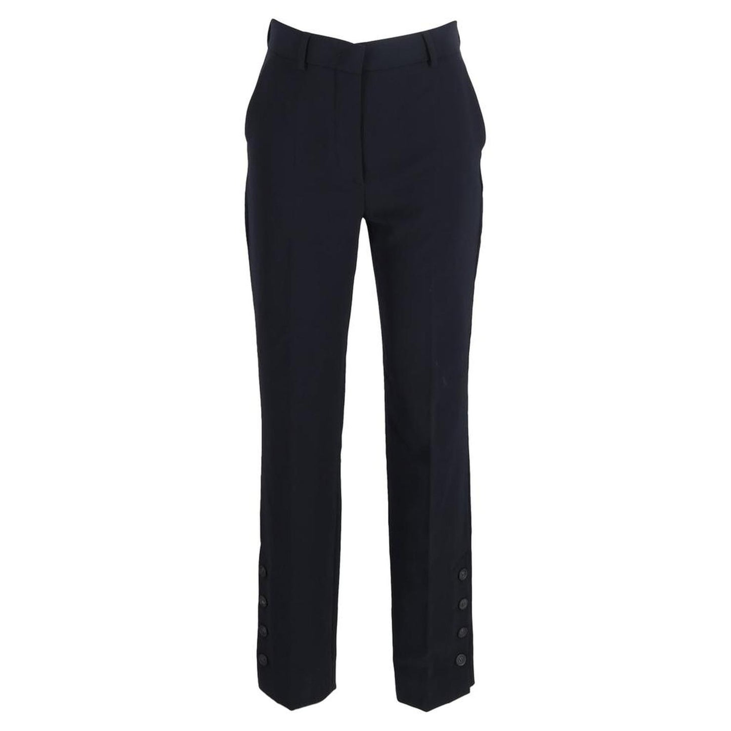 Max Mara High-Waisted Straight-Leg Trousers in Navy Blue Wool