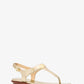 Metallic Logo Plate T-Strap Sandal