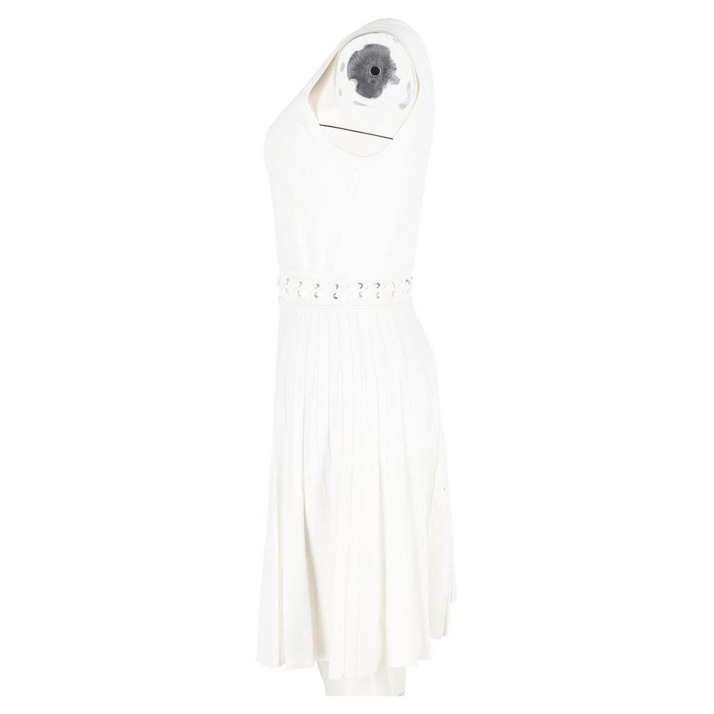 Michael Michael Kors Whipstitched Pleated Knitted Mini Dress in White Viscose