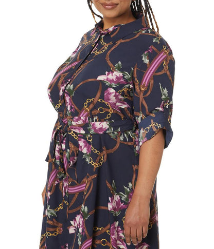 Plus Size Print Crepe Shirtdress